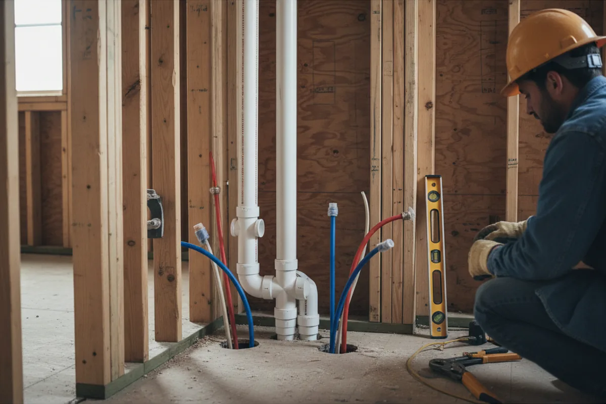 Drain and supply rough-in during Leak Detection in Hadley